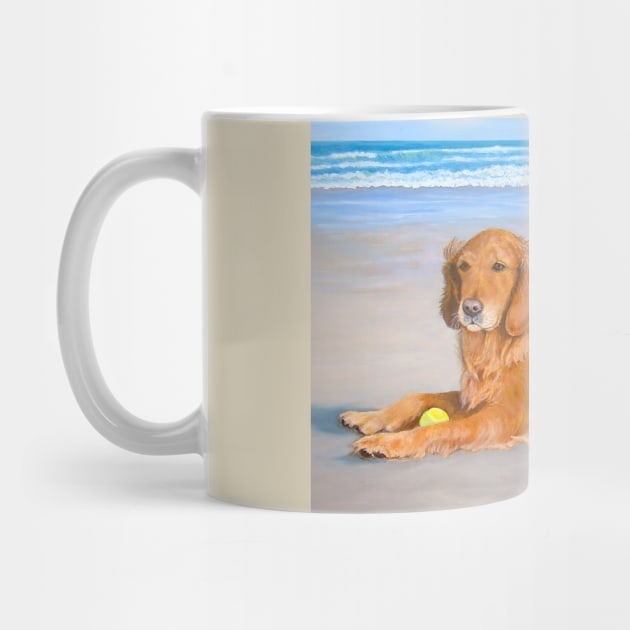 Golden Retriever at Beach by KarenZukArt